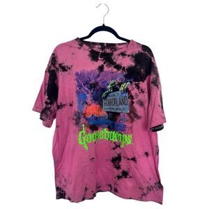 Goosebumps HorrorLand Tie-Dye Graphic T-Shirt Men’s XL Purple Black Horror Tee